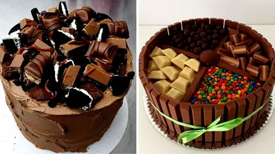 Торт украшенный конфетами и шоколадками - 89 фото