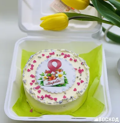 Бенто-торт № 374, белый бисквит, декор 8 Марта! ПОД ЗАКАЗ ЗА 48 ЧАСОВ на  заказ в Краснодаре - кулинария Восход