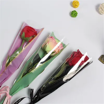 Прозрачная упаковка для цветов, 50 шт./лот, целлофановая упаковка для цветов,  пакет для одной розы, подарок на свадьбу, цветочная упаковка - купить по  выгодной цене | AliExpress