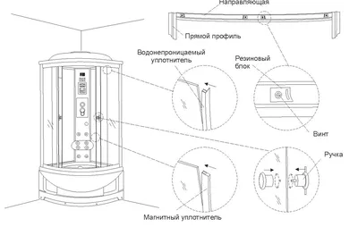 схема установки душевой кабины