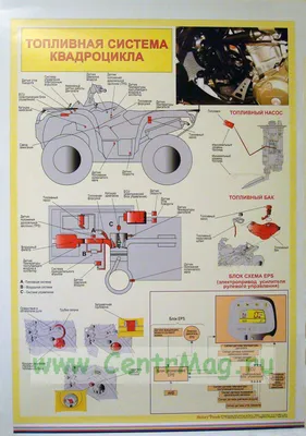 Комплект плакатов \"Устройство квадроцикла\" (11 листов, формат А1) в тубусе.  Для подготовки водителей внедорожной мототехники