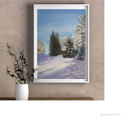 Картина акварелью Утро в зимнем лесу – купить онлайн на Ярмарке Мастеров –  SPJDGRU | Картины, Лесной