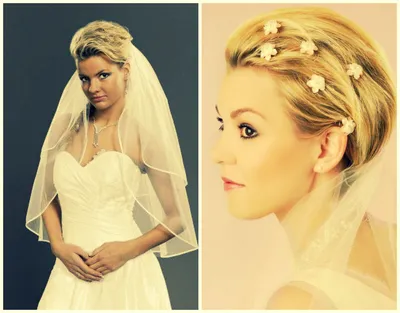 Свадебные прически на короткие волосы с фатой | Свадебные прически,  Прически, Свадебные прически на короткие волосы
