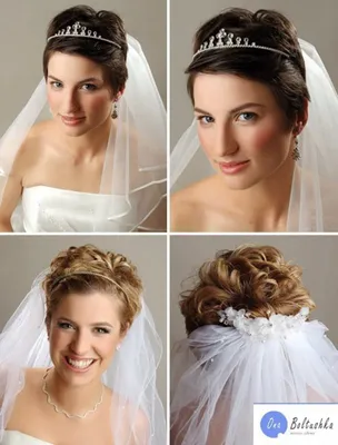 Свадебные прически с фатой на короткие волосы фото