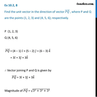 Найдите единичный вектор в направлении вектора PQ, где P и Q равны