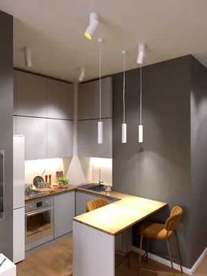 Дизайн маленькой кухни с барной стойкой с примерами в интерьере
