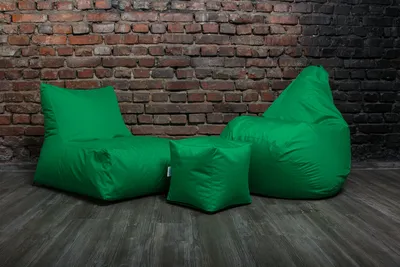 Зеленый набор мягкой бескаркасной мебели (кресло мешок, диван, пуф) купить  в Харькове и Украине. Цена, заказать, фото, описание - Arvisa