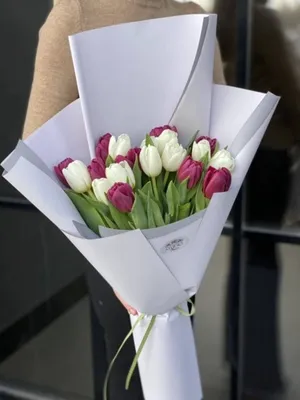Букет 19 тюльпанов - купить с доставкой по Киеву - лучшие цены на Букет  тюльпанов в интернет магазине доставки цветов STUDIO Flores