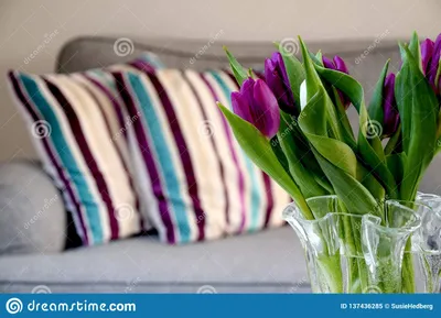 Свежие тюльпаны в вазе дома в гостиной Стоковое Изображение - изображение  насчитывающей весна, ваза: 137436285