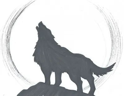 Эскизы тату волк воющий на луну (62 фото)