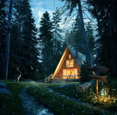 Картинки дом в лесу - 70 фото