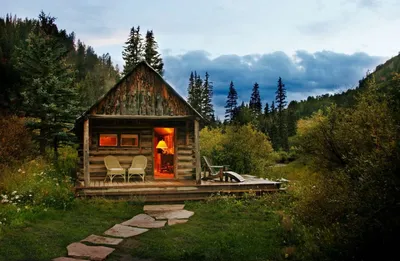 Маленький деревянный домик в лесу - 63 фото