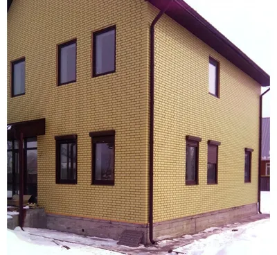 Отделка дома фасадными панелями Облицовочный кирпич Желтый