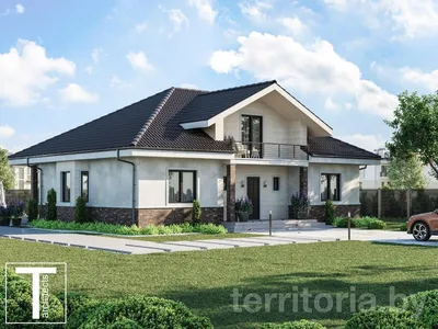 Проект мансардного дома с балконом и террасой LORD-1 купить в Минске на  Territoria.by