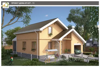 Двухэтажный дом из керамзитобетонных блоков и кирпича с гаражом 147 м² –  ИнтерСтройДизайн, Екатеринбург