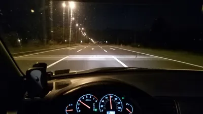 Вид из машины на дорогу ночью - 42 фото