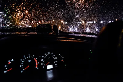 Ночь дорога машина зима - 61 фото