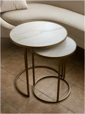 Комплект круглых журнальных столов из керамогранита Marble2bronze диаметры  45 и 35 см. — купить в интернет-магазине по низкой цене на Яндекс Маркете