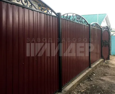 Секционный забор из профнастила с элементами ковки ПН-173 - купить в  Москве, цена, фото, отзывы, характеристики