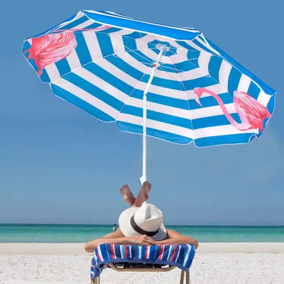 Складной зонт для пляжа 4VILLA 180 см цвет - сине-белые полосы | Купить в  Санкт-Петербурге | Цена 2 499 руб.