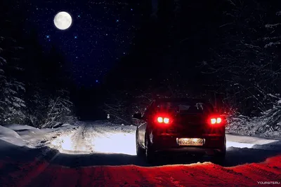 Авто ночью зимой - 46 фото