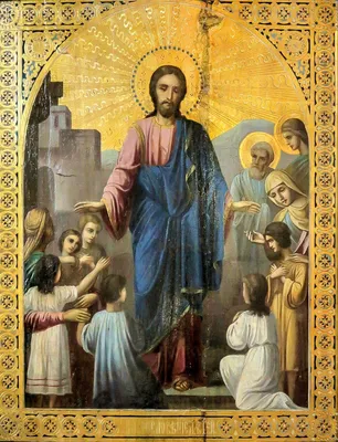 Иисус Христос и дети (икона на дереве), Арт. ПСТ-03414