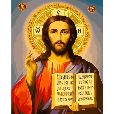 Картина по номерами Strateg ПРЕМИУМ Икона Иисуса Христа Спасителя размером  40х50 см (GS187) купить в Украине, по цене от производителя Strateg
