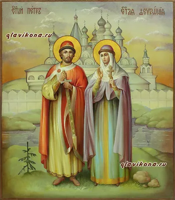 Купить подарочную икону Петра и Февронии с иглицами и камнями на годовщину  свадьбы в подарочном футляре