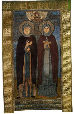 Подарочная серебряная икона святых Петра и Февронии большого размера