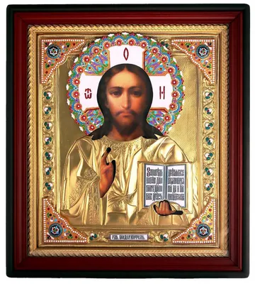 Икона Спаситель Вседержитель в киоте 42 на 38 см, арт. ССМ-003 -  Православные иконы и кресты ручной работы