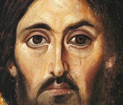 Лик Спасителя. Фрагмент иконы \"Христос Пантократор\" из Синайского  монастыря. Византия, середина VI в