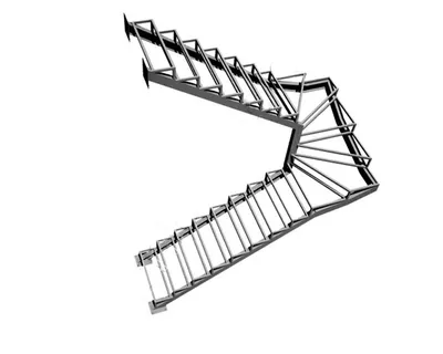 Металлическая лестница с забежными ступенями, лестницы из металла с  забежными ступенями