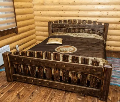 Кровать под старину Великая Русь | Деревянные кровати, Мебель из бревен,  Кровати