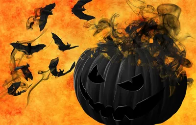 Обои мистика, тыква, Хэллоуин, летучие мыши, 31 октября картинки на рабочий  стол, раздел праздники - скачать