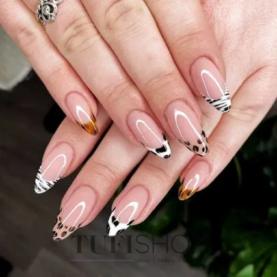 Нарощенные ногти (леопардовый френч)- купить в Киеве | Tufishop.com.ua
