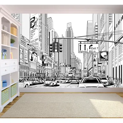 Фотообои на стену Нарисованный черно-белый Нью Йорк, обои на заказ,  фотообои панно, декор стен, для гостиной, кухни, спальни - купить по  выгодной цене | AliExpress