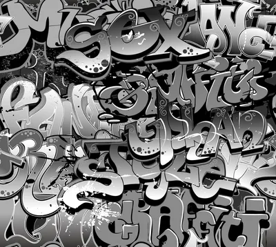 Фотообои Черно белые граффити купить на Стену — Цены и 3D Фото интерьеров в  Каталоге интернет магазина allstick.ru