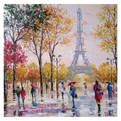 Осень в Париже с видом на Эйфелеву башню, холст, 60х60 см – купить онлайн  на Ярмарке Мастеров – S19T8RU | Картины, Рязань