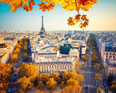 Картинка Париж Франция Осень Улица Дороги Дома город