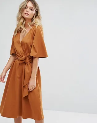 100 модных новинок: Платье с запахом 2018 года на фото | Summer dress  inspiration, Elegant loungewear, Brown midi dress