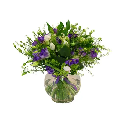 Букет «Полевые цветы (Экстра)» с ирисами, альстромериями и хризантемами -  купить в Новосибирске за 7 000 руб