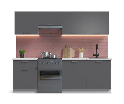 Кухонный гарнитур Люкс-240 Серый графит: цены, фото, отзывы, описание,  характеристики - купить в Много Мебели 18.999 руб.