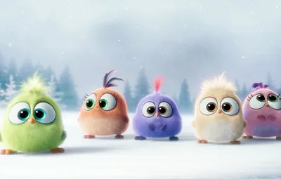 Обои зима, снег, настроение, мультфильм, птички, Hatchlings Angry Birds  картинки на рабочий стол, раздел фильмы - скачать