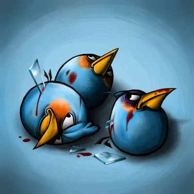 Раненные осколками стекла синие птички из игры Angry birds | Картинка на аву