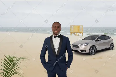Фото Мужчина стоит рядом с машиной