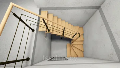 Модульная лестница, лестница в дом П-образная на 16 ступеней + 3D Проект в  подарок: продажа, цена в Гродно. Лестницы от \"Farb Line\" - 55125306