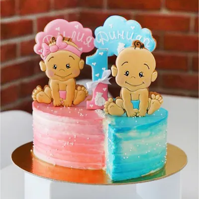 Торт на выписку для двойняшек | Торт, Детский торт, Десерты
