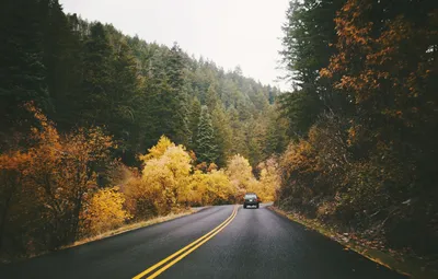 Обои дорога, машина, осень, трасса картинки на рабочий стол, раздел природа  - скачать