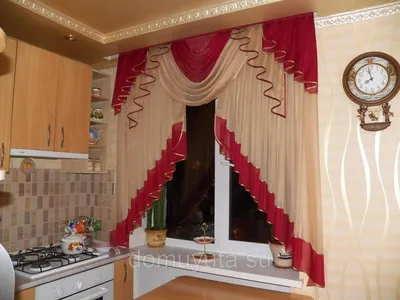 Ассиметричные шторы на кухню - 70 фото