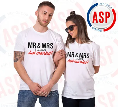 Футболки для Жениха и Невесты Mr \u0026 Mrs Just Married Футболки для Свадьбы с  Надписями Печать Под Заказ — Купить Недорого на Bigl.ua (1209879076)